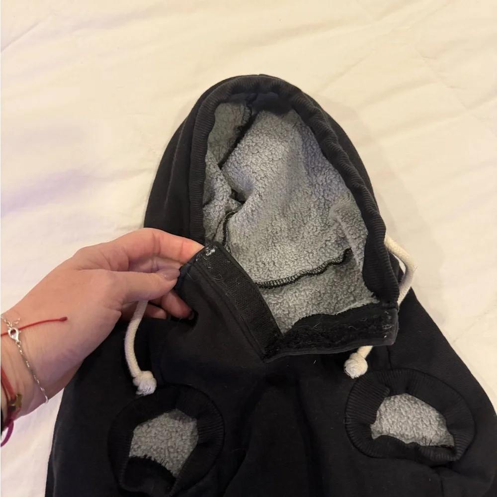 Black Fleece-Lined Small Dog/ Cat Hoodie Sweater with Hood and Sleeve Holes